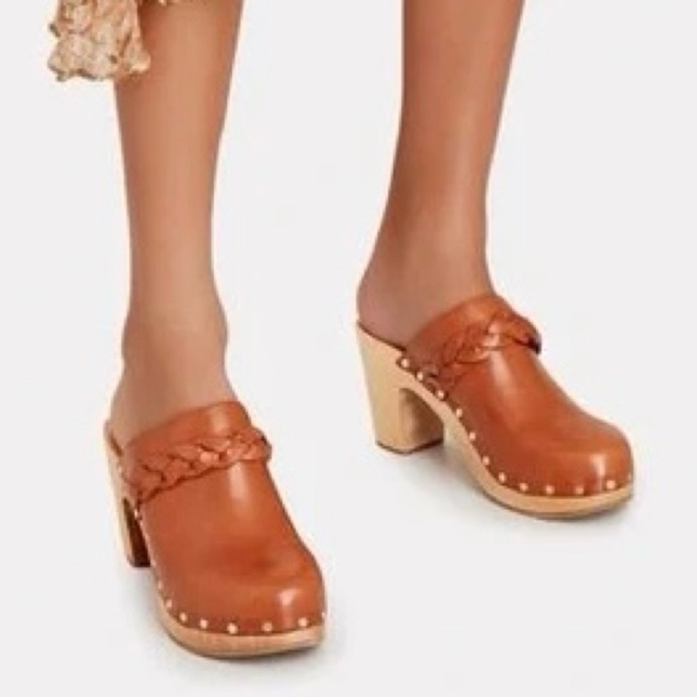 New Loeffler Randall Merrill Brown Leather Clogs US Size 11 True to Size